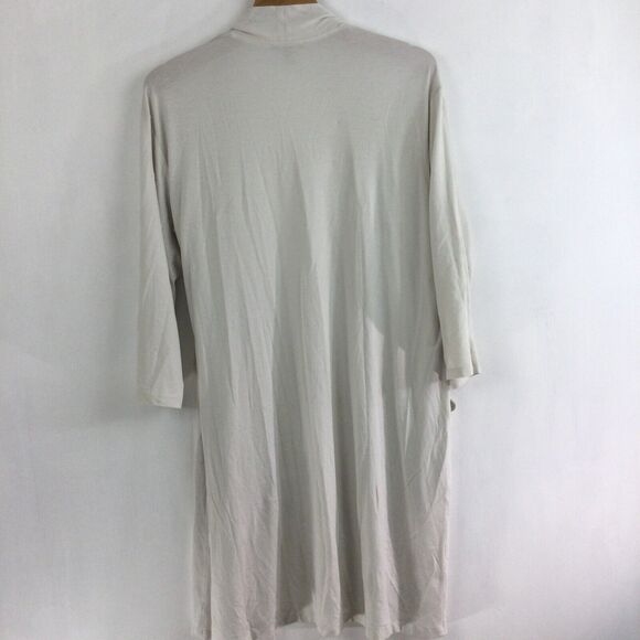 Eileen Fisher Tencel Lyocell Open Front Long Stretch Knit Cardigan In Bone Small - Picture 9 of 14